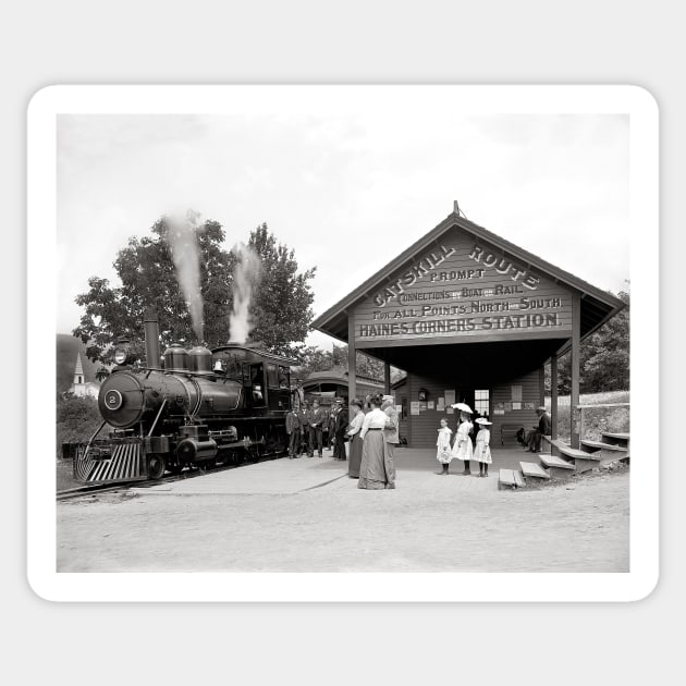 Catskill Mountains Railroad Station, 1902. Vintage Photo Sticker by historyphoto